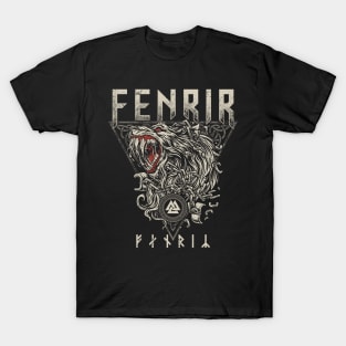 Norse Pagan Fenrir Wolf Ragnarok Viking Mythology Valknut T-Shirt